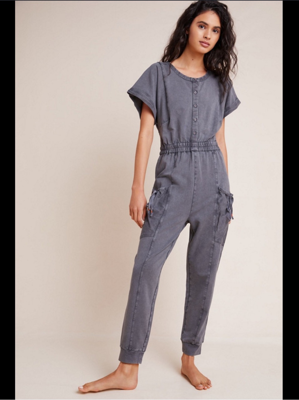 Anthropologie Saturday Sunday Estella Jumpsuit Small Grey Loungewear Cozy
